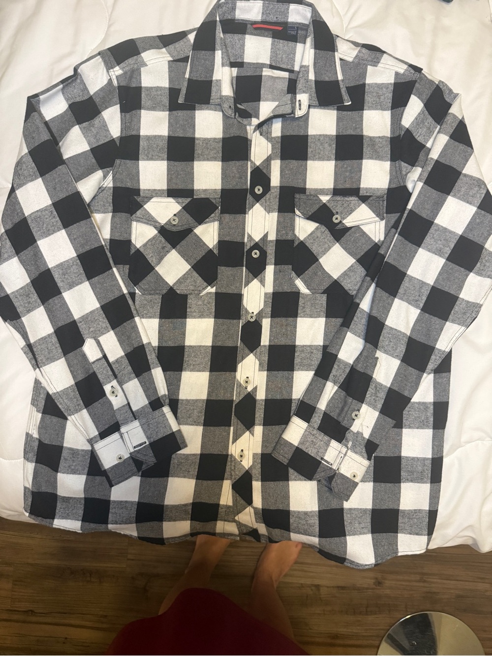 Men's Black & White Buffalo print Checkered Button-Down Shirt made in Italy